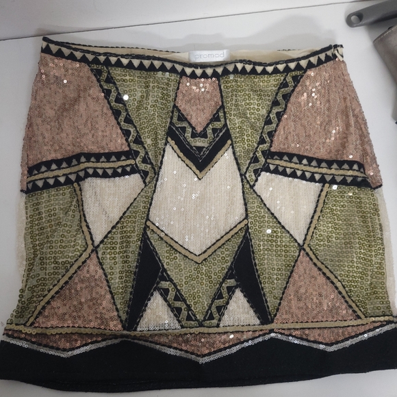 Promod sequins Bohemian mini Party skirt - Picture 13 of 15
